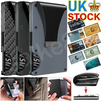 Credit Card Holder RFID Blocking Money Clip Ultra Slim Metal Pocket Men's Wallet • £5.88