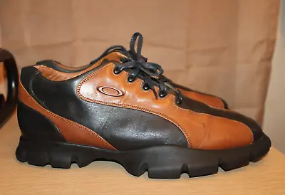 OAKLEY Wire Trap Shoes Brown Black Leather Men's US Sz 11 Vintage Two-Tone Italy • $499.90