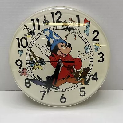 Vintage Walt Disney Fantasia Cartoon Mickey Mouse 12  WALL Clock TESTED WORKS • $34.95