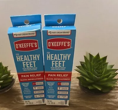 (2)O'Keeffe's For Healthy Feet Pain Relief Cream New In Box 3 Oz Exp: 07/2024🔥 • $11.50