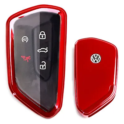 Red TPU Key Fob Protective Case W/Face Panel Cover For Volkswagen MK8 Golf/GTI.. • $13.49