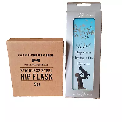 Wedding Father Of The Bride Stainless Steel 5oz Hip Flask Gift Boxed +Dad Plaque • £9.49