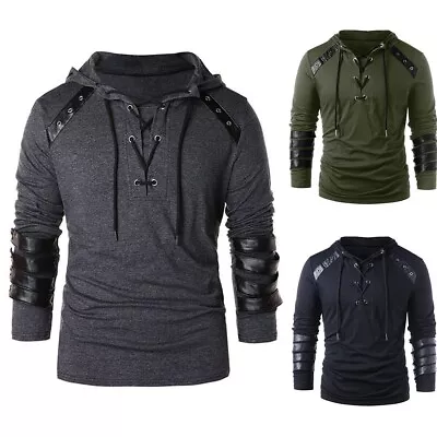 Men's Medieval Court Fashion Sweatshirts Vintage Hoodies Gray/Black/Army Green • $53.11