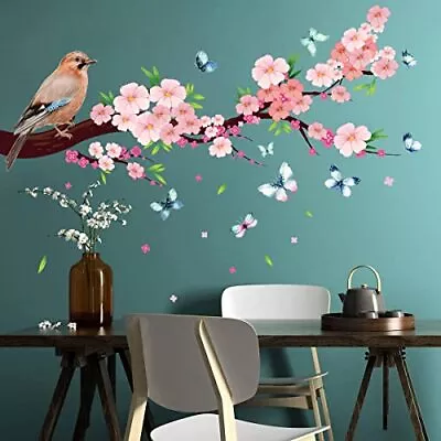 Creative Flowers Wall Decals Peach Cherry Blossom Tree Branches Wall Pink • $20.23