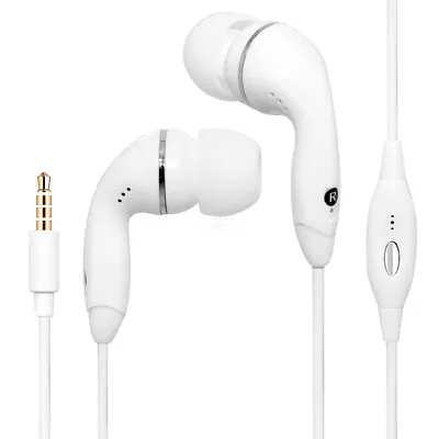 White Color 3.5mm Earphones Remote Control W/ Mic. Handsfree Stereo Headset • $8.07