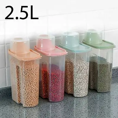 4pcs Large Capacity Airtight Dry Food Container Durable Cereal Storage Tank 2.5L • £9.59