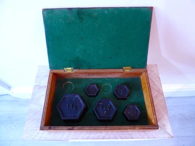 £12.99 • Buy 5 X Vintage METRIC Weights 1KG, 500g, 2 X 200g, 100g In Storage Box