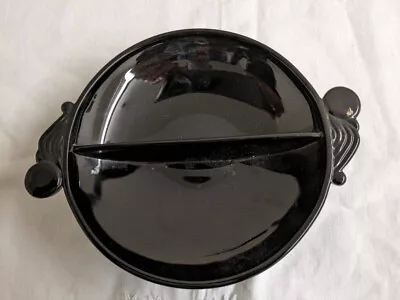 Vtg. Black Amethyst Glass Art Deco Footed Bowl. • $30