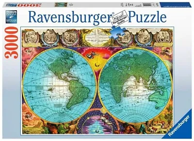 RAVENSBURGER ANTIQUE PLANISPHERE MAPS 3000 Piece Puzzle New • $39.21