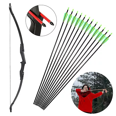 57 Inch Takedown Recurve Bow Hunting OR/+12Pcs Arrow Set Archery Right Left Hand • $31.88