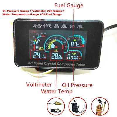 NEW 4 IN 1 Oil Pressure Gauge＋Voltmeter＋Water Temperature Gauge＋Oil Fuel Gauge • $35