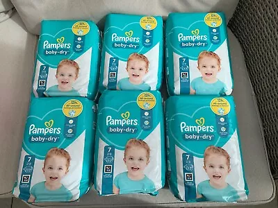 Lot 6x Pampers Baby Dry Nappy Pants Size 7 15+ Kg 17 Pack All Round Anti Leakage • £22.50