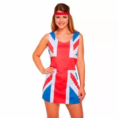 LADIES FANCY DRESS COSTUME UNION JACK Adult 90s Spice Girls Outfit New UK • £8.75