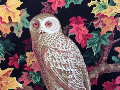 NEW: 72 X46  Vintage Owl Fabric Quilt Pillow Panel Maple Leaves Cotton • $17.99