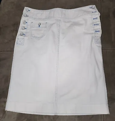 Lauren Jeans Co. Premium Skirt Women  White Denim A-Line Stretch Size 4 • $12.79
