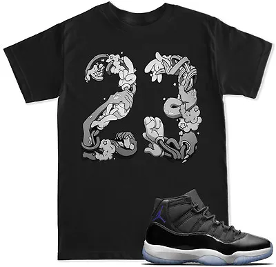 Space Jam 45 23 T Shirt XI 23 Retro 11 2016 Black To Match With Air Jordan Shoes • $16.99
