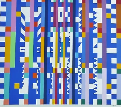 $1250 • Buy Yaacov Agam  Movement In Bleu Space Ii  1984  Hand Signed Silkscreen