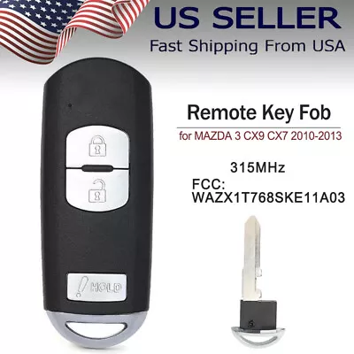 For 2010-2013 Mazda 3 Cx9 Cx7 Smart Key Proximity Remote Fob Wazx1t768ske11a03 • $68.03