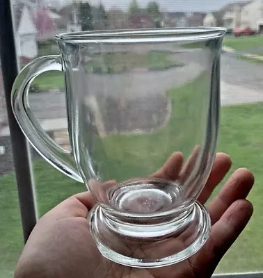 Vintage Anchor Hocking Footed Coffee Mug Cup Clear Glass Hot Cold Drink 16 5” • $6