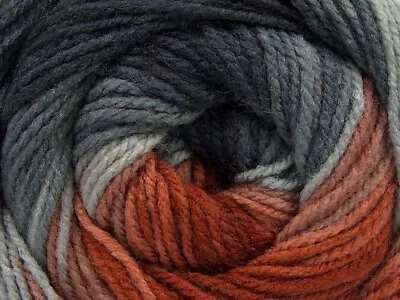 Ice MAGIC LIGHT Yarn #66544 GRAY & COPPER SHADES Self Striping DK 100 Grams • $11.99