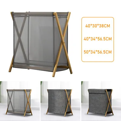 Linen/Mesh Laundry Basket Dirty Washing Clothes Storage Folding Bin Bag Hamper • £13.95