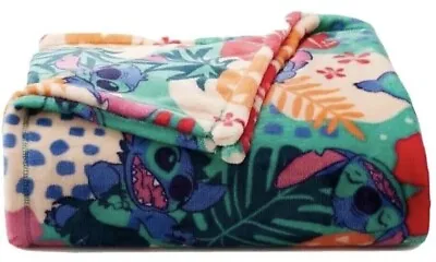 Disney ALOHA STITCH Hawaiian Oversized Plush 5x6' THROW BLANKET The Big One NEW! • $24.95