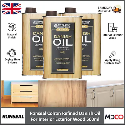 Ronseal Colron Refined Danish Oil Natural Clear For Interior Exterior Wood 500ml • £12.55