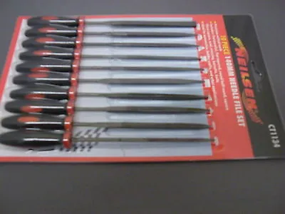 10pc Neilsen Needle File Set  Moulded Plastic Handles Engineering 1134 132g 842 • £5.65