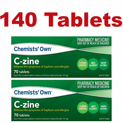 140 X C-Zine Tablets Cetrizine Hydochloride 10mg - ZYRTEC Altertnative Hayfever • $29.99