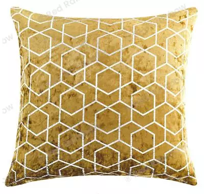 Metallic Geometric Luxury Crushed Velvet Silver Sparkle Cushion Cover In 3 Sizes • £4.99
