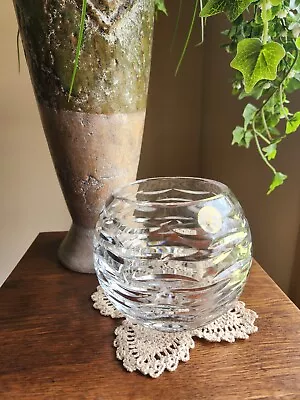 Lead Crystal Rose Bowl Clear Hand Cut Made In Poland • $45