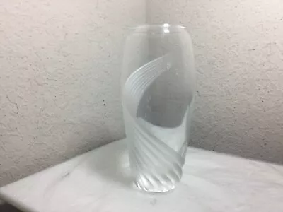 36 Vtg Lenox WINDSWEPT Frosted Swirl Cut Lead Crystal Flower Vase-6 -RETIRED-EUC • $17.50