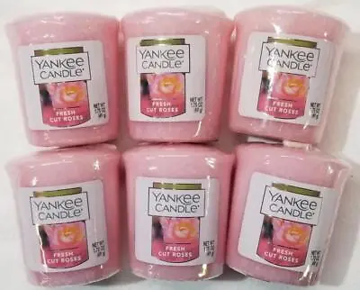 Yankee Candle Votives: FRESH CUT ROSES Wax Melts Lot Of 6 Pink Wax New Floral • $16.97