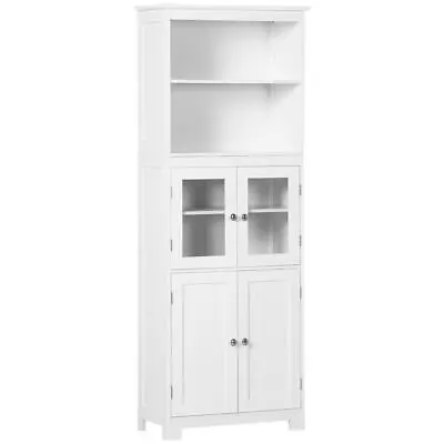 63  Small Buffet With Hutch 4-Door Kitchen Pantry Freestanding Storage Cabinet • $195.99