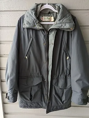 Vintage L.L Bean Maine Wardens Parka Hooded Coat GORE-TEX Blue Gray Size Small • $72.50