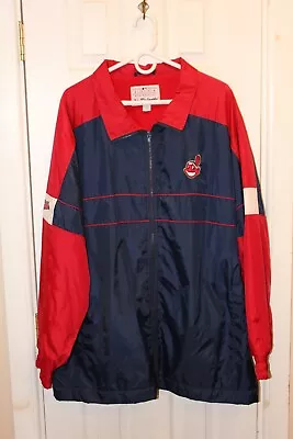 Red / Blue Cleveland Indians Majestic Full Zipper / Lined Jacket - Adult L • $29.99