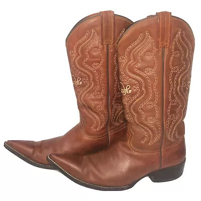 Rancho Embroidered Leather Pointed Toe Cowboy Boots Mens 26 EE 1098 Read Descrip • $55