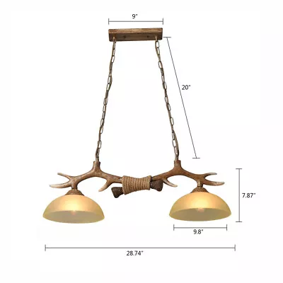 Retro Chandelier Deer Horn Antler Resin Pendant Lamp Log Cabin Ceiling Fixture • $63.65