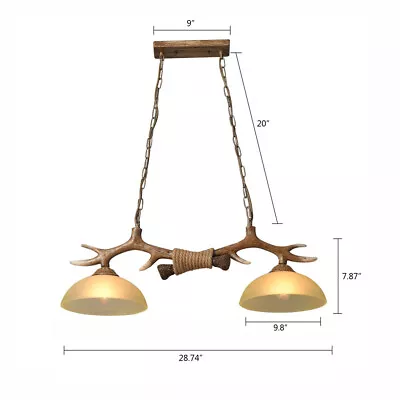 Rustic Cabin Deer Antler Chandelier 2-Light Hunter Lamp Fixture Ceiling Lamp • $63.65