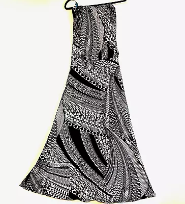 S-TWELVE Strapless Abstract Geometric Navy/White Print Maxi Dress (M/L) • $23