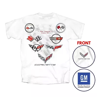 Corvette Emblem Collection The Legend Lives On T-Shirt White Official Licensed • $27.99