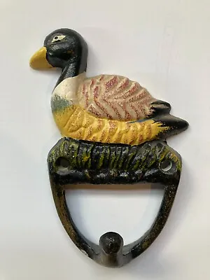 Cast Iron Duck Waterfowl Coat Hat Hook Metal Mallard Wall Mount Farmhouse Décor • $20