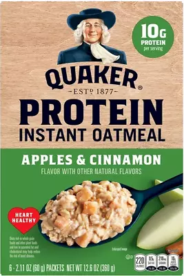 Quaker Protein Instant Oatmeal Apples & Cinnamon 2.11 Oz Packets 6 Count • $10.44