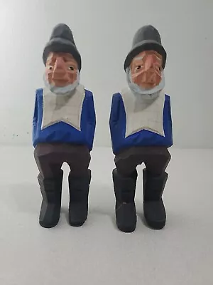 $25 • Buy As Is Vintage Hand Carved Wooden Sailers Set Of 2