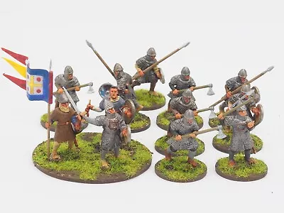 28mm Dark Ages Norman Warriors X 12. Painted. Blue 389 • £40