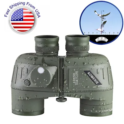 10X50 Military Marine BAK4 Prism Binoculars Waterproof With Rangefinder Compass • $99.90