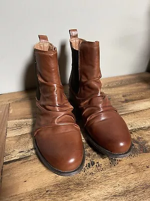 EOS WILLO Leather Ankle Boots Brandy Size 38 • $150