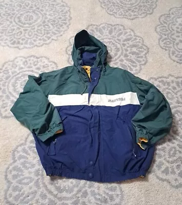 Vintage Nautica Reversible Jacket Medium Navy Green Yellow Blue Water Challenge • $39.99