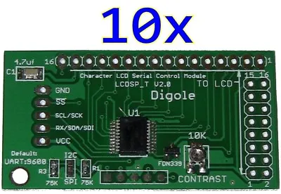 10x Serial:UART/I2C/SPI Adapters For 1602/1604/2002/2004/4002 LCD In Arduino/PIC • $60.49