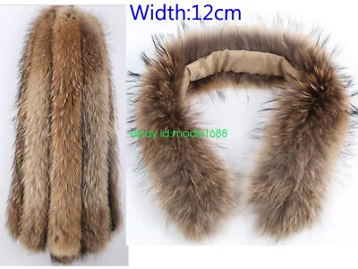 100% Real Fur Collar Real Raccoon Fur Scarf Trim For DIY Unisex Jacket Coat Hood • $24.29